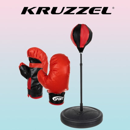 Kruzzel Bokset voor Kinderen - Bokszak op Veer - Verstelbaar - Zwart/Rood