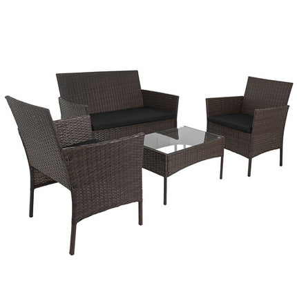 Gardlov Tuinmeubelset Bruin - Technorattan - 2 Stoelen, Bank & Tafel