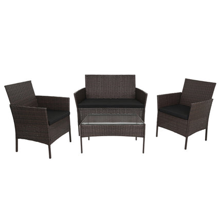 Gardlov Tuinmeubelset Bruin - Technorattan - 2 Stoelen, Bank & Tafel