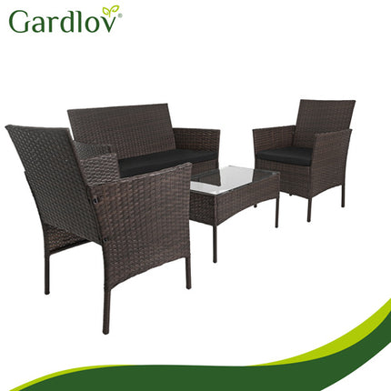 Gardlov Tuinmeubelset Bruin - Technorattan - 2 Stoelen, Bank & Tafel