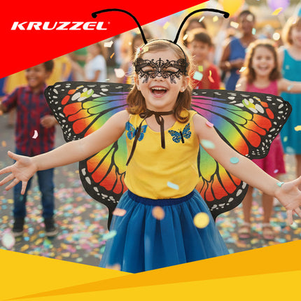 Kruzzel Vlinder Kostuumset - 5-Delig - Universele Maat - Multicolor