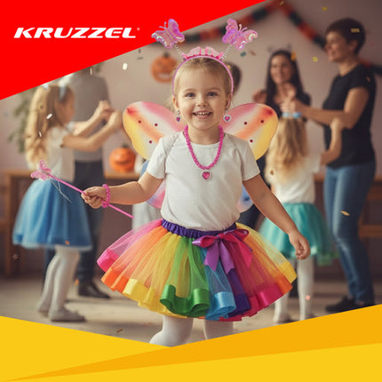 Kruzzel Vlinder Kostuumset - 6-Delig - Universele Maat - Multicolor