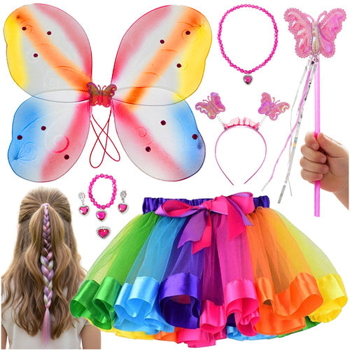 Kruzzel Vlinder Kostuumset - 6-Delig - Universele Maat - Multicolor