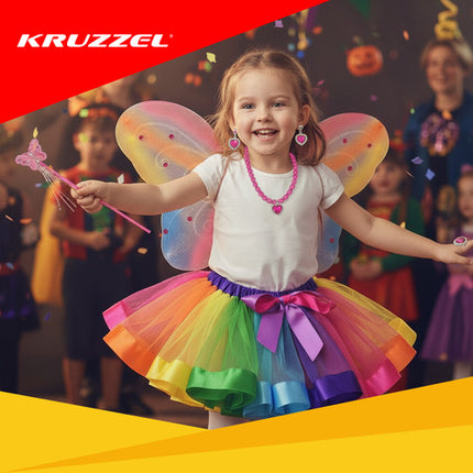 Kruzzel Vlinder Kostuumset - 6-Delig - Universele Maat - Multicolor
