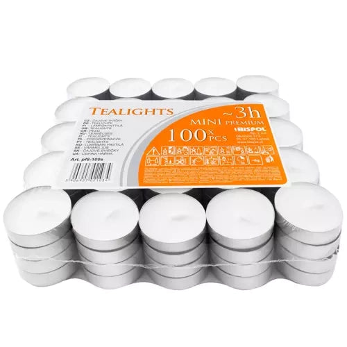 Iso Trade Theelichtjes - Set van 100 stuks - 3 uur brandtijd