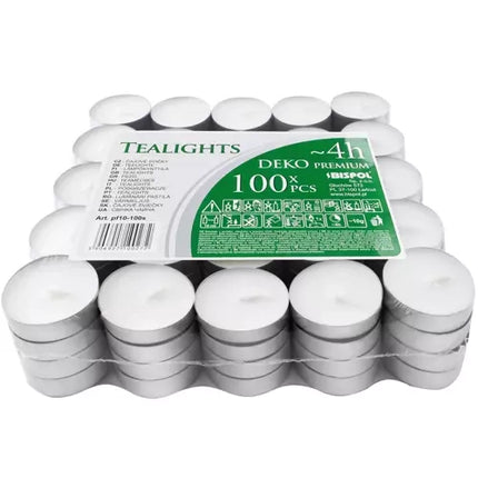 Iso Trade Theelichtjes - Set van 100 stuks - 4 uur brandtijd