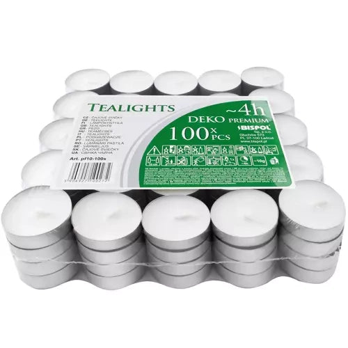 Iso Trade Theelichtjes - Set van 100 stuks - 4 uur brandtijd