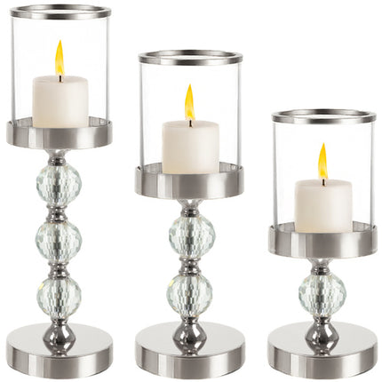Ruhhy Kandelaar Set - 3 Stuks - Glamour Stijl - Zilver