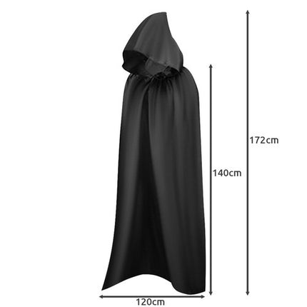 Malatec Zwarte Kapmantel - Universele Maat - Met Capuchon - 172 x 120 cm