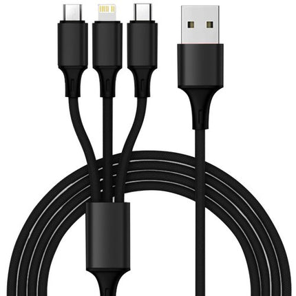 Xtrobb Autolader - 4x USB - Quick Charge 3.0 - Inclusief 3-in-1 Kabel - Zwart