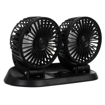 Xtrobb Dubbele Auto Ventilator 12V - 360° Roterend - Zwart