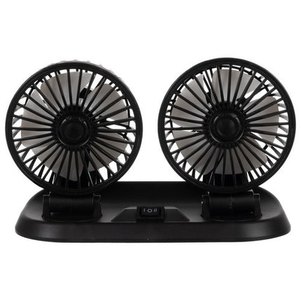 Xtrobb Dubbele Auto Ventilator 12V - 360° Roterend - Zwart