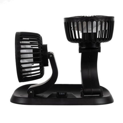 Xtrobb Dubbele Auto Ventilator 12V - 360° Roterend - Zwart
