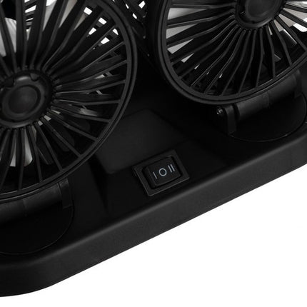 Xtrobb Dubbele Auto Ventilator 12V - 360° Roterend - Zwart