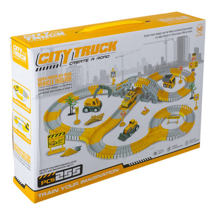 Iso Trade Auto Racebaan - Bouwplaats Set - 255 Delig - Inclusief Auto's