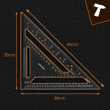 Bigstren Timmermanswinkelhaak - 30x30 cm - Aluminium - Inclusief 5 Potloden
