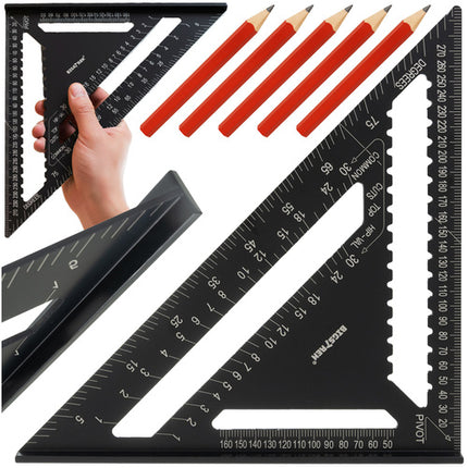 Bigstren Timmermanswinkelhaak - 30x30 cm - Aluminium - Inclusief 5 Potloden