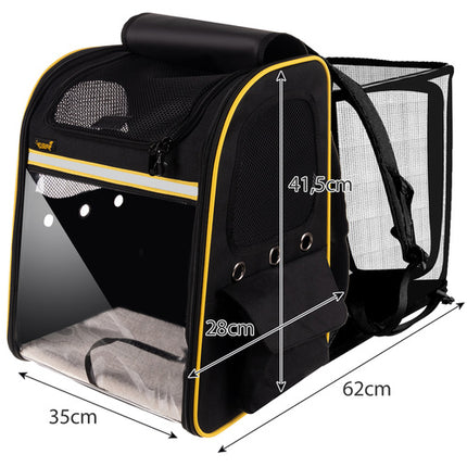 Purlov Transportrugzak met Terras - Voor Honden & Katten - Tot 7 kg - Zwart