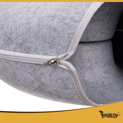 Purlov Donut Kattenmand - Vilt Tunnelbed - 51 x 20 cm - Grijs