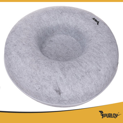 Purlov Donut Kattenmand - Vilt Tunnelbed - 51 x 20 cm - Grijs