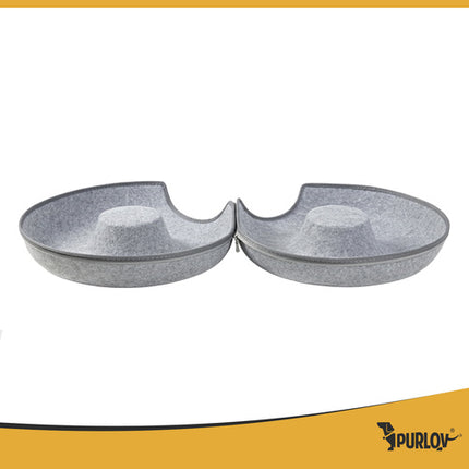Purlov Donut Kattenmand - Vilt Tunnelbed - 51 x 20 cm - Grijs