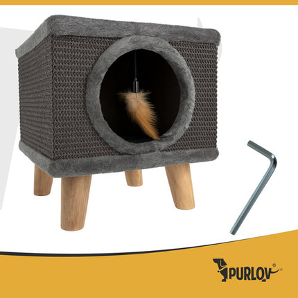 Purlov Kattenhuis met Krabpaal - 38 x 32 x 32 cm - Stabiel & Luxe