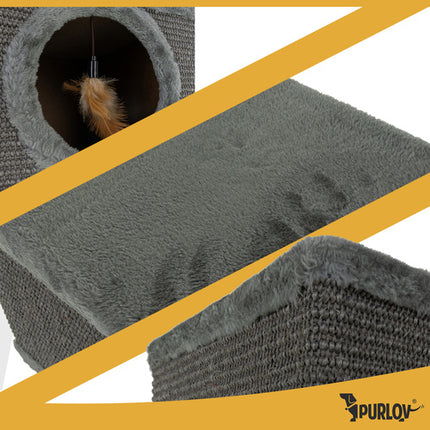 Purlov Kattenhuis met Krabpaal - 38 x 32 x 32 cm - Stabiel & Luxe
