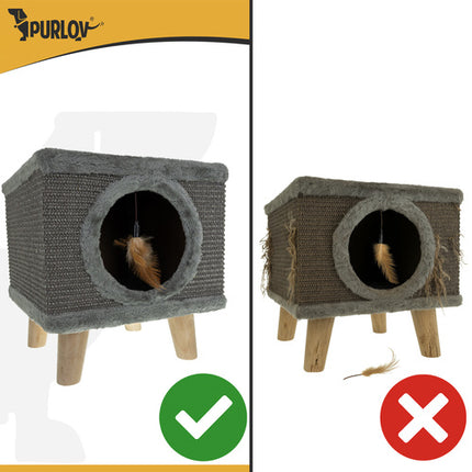 Purlov Kattenhuis met Krabpaal - 38 x 32 x 32 cm - Stabiel & Luxe