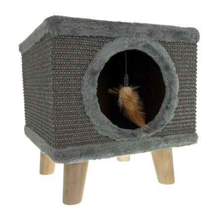 Purlov Kattenhuis met Krabpaal - 38 x 32 x 32 cm - Stabiel & Luxe