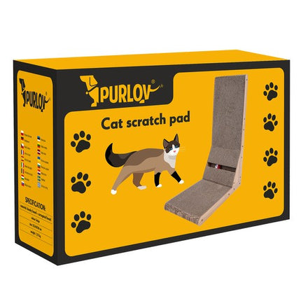 Purlov Hoek Kattenkrabpaal - 2-in-1 Krabmeubel met Speelbal - 60 x 40,5 cm