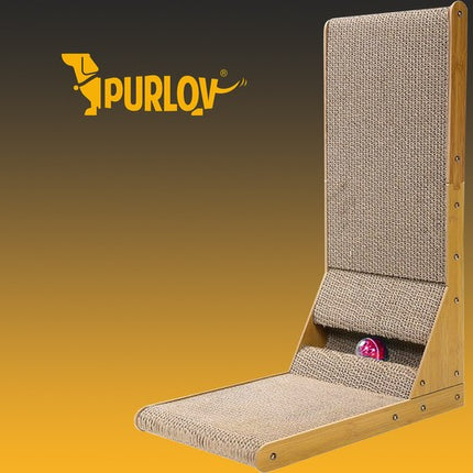 Purlov Hoek Kattenkrabpaal - 2-in-1 Krabmeubel met Speelbal - 60 x 40,5 cm