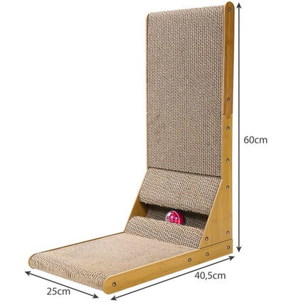 Purlov Hoek Kattenkrabpaal - 2-in-1 Krabmeubel met Speelbal - 60 x 40,5 cm