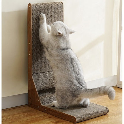Purlov Hoek Kattenkrabpaal - 2-in-1 Krabmeubel met Speelbal - 60 x 40,5 cm