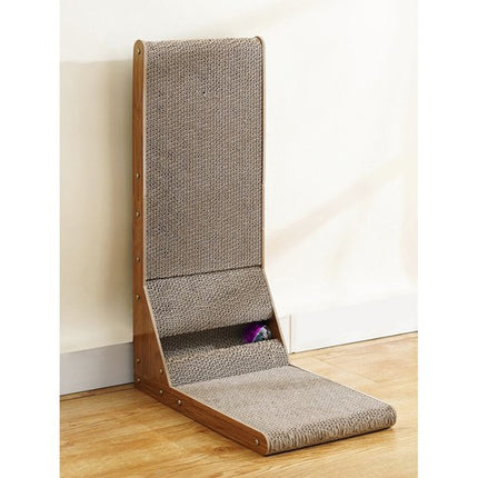 Purlov Hoek Kattenkrabpaal - 2-in-1 Krabmeubel met Speelbal - 60 x 40,5 cm
