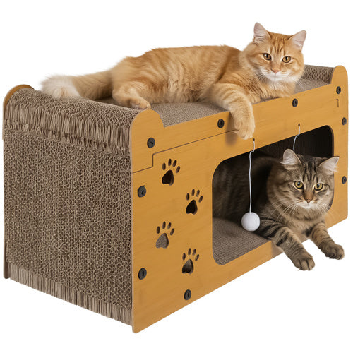Purlov Krabpaal Kattenhuis - 2 Niveaus - 29 x 55 x 29 cm - Karton