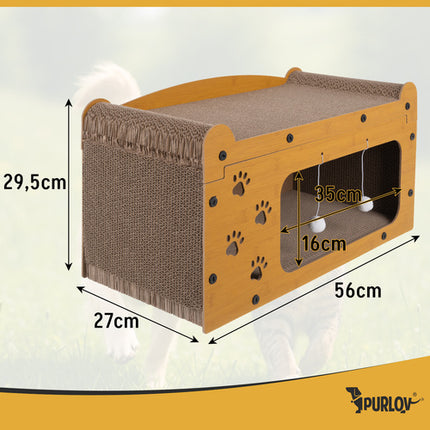 Purlov Krabpaal Kattenhuis - 2 Niveaus - 29 x 55 x 29 cm - Karton