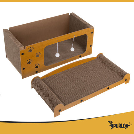 Purlov Krabpaal Kattenhuis - 2 Niveaus - 29 x 55 x 29 cm - Karton