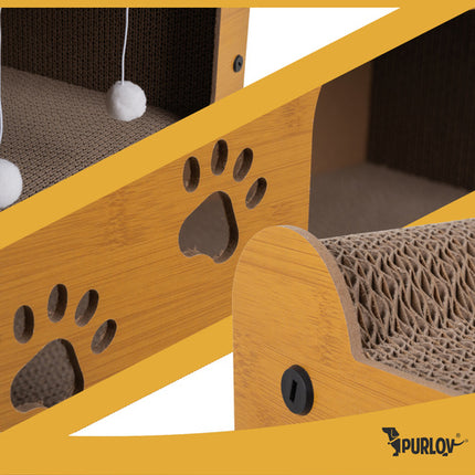 Purlov Krabpaal Kattenhuis - 2 Niveaus - 29 x 55 x 29 cm - Karton