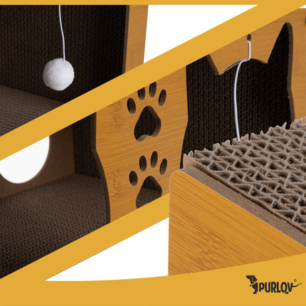 Purlov Krabpaal Kattenhuis - 2 Niveaus - 51,5 x 45,5 x 28 cm - HDF