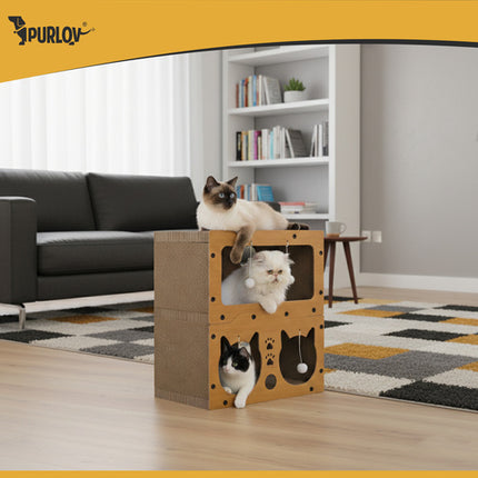 Purlov Krabpaal Kattenhuis - 2 Niveaus - 51,5 x 45,5 x 28 cm - HDF