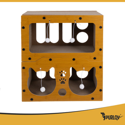 Purlov Krabpaal Kattenhuis - 2 Niveaus - 51,5 x 45,5 x 28 cm - HDF
