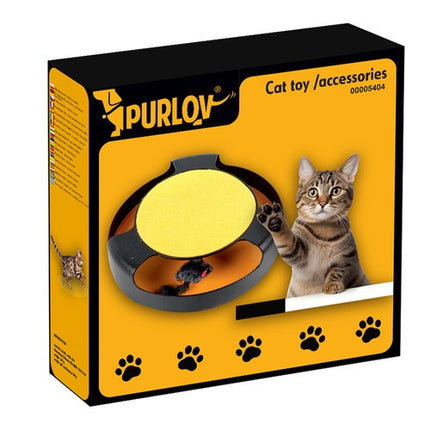 Purlov Kattenspeelgoed - Draaiend Wieltje met Muis en Krabmat - 25 cm