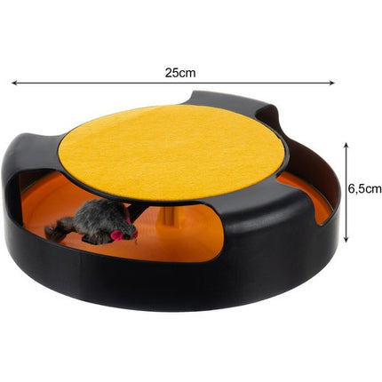 Purlov Kattenspeelgoed - Draaiend Wieltje met Muis en Krabmat - 25 cm