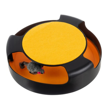 Purlov Kattenspeelgoed - Draaiend Wieltje met Muis en Krabmat - 25 cm