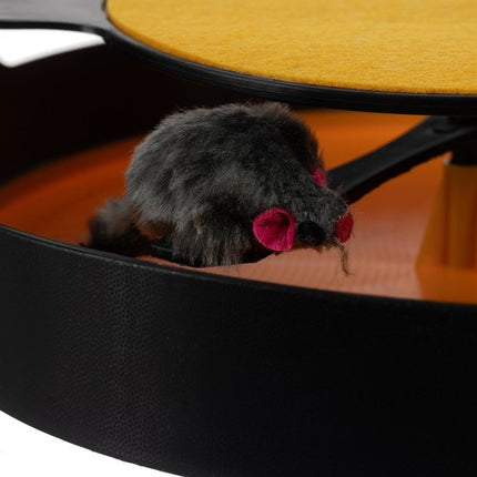 Purlov Kattenspeelgoed - Draaiend Wieltje met Muis en Krabmat - 25 cm