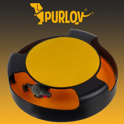 Purlov Kattenspeelgoed - Draaiend Wieltje met Muis en Krabmat - 25 cm