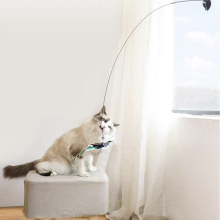 Purlov Kattenspeelgoed - Hengel met Zuignap en Vogel - 95 cm