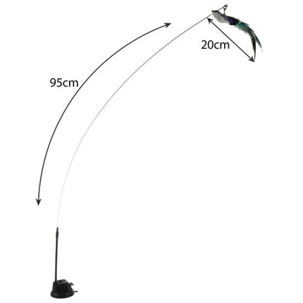 Purlov Kattenspeelgoed - Hengel met Zuignap en Vogel - 95 cm