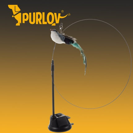 Purlov Kattenspeelgoed - Hengel met Zuignap en Vogel - 95 cm