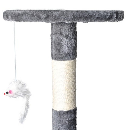 Purlov Kattenkrabpaal - 118 cm - Grijs - Met Huisje en Ladder
